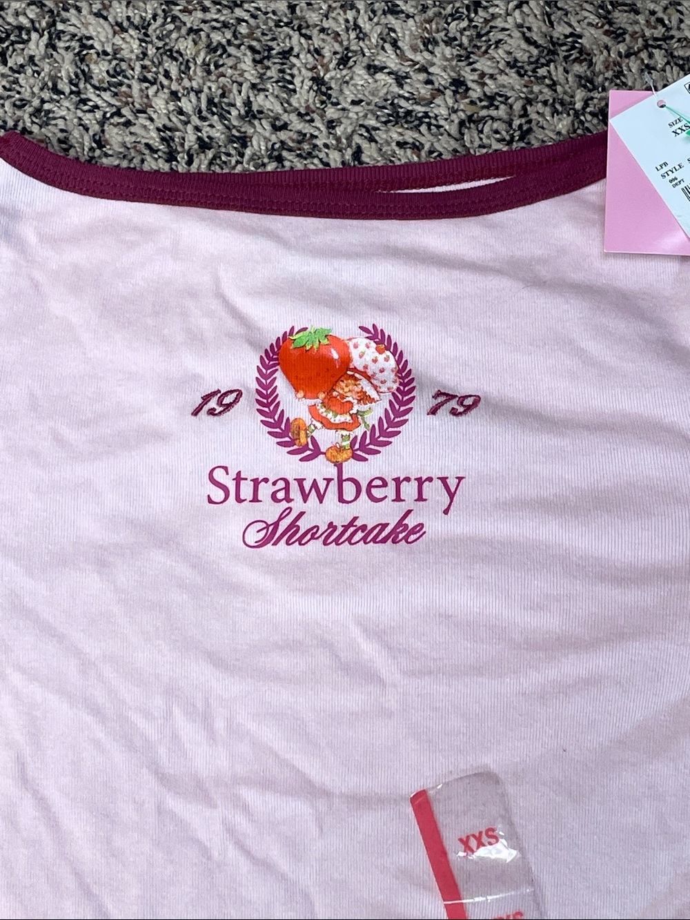 Strawberry Shortcake Long Sleeve Boat Neck Tee Shirt Woman’s Size XXS | NWT - Picture 2 of 3
